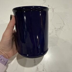 Kobalt Blue Ceramic Untensil Holder 5.5 Inches Vintage Classic Kitchen Decor